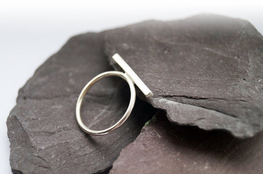 Recycled Sterling Silver Square Bar Ring ~ statement ring, modern, stacking, stackable, minimal, geometric, simple