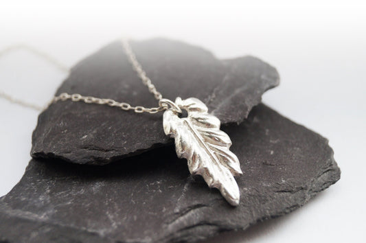 Fine Pure Silver Autumn Leaf Necklace ~ winter, nature, statement necklace, delicate, .999 silver, handmade, silver clay, modern, minimal