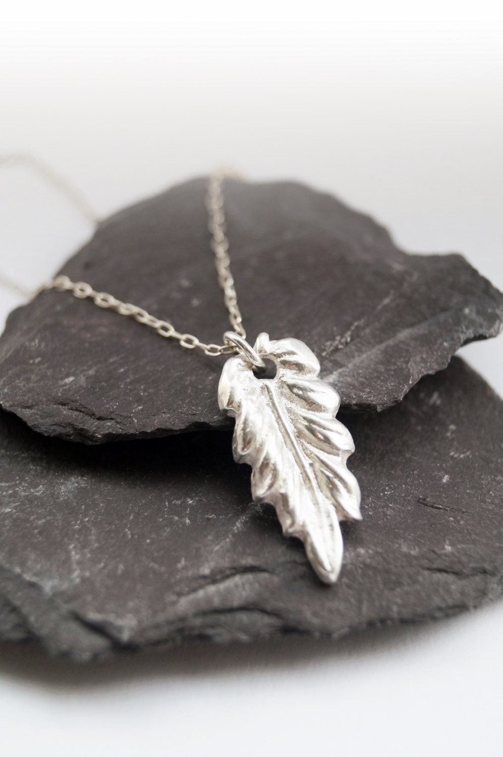 Fine Pure Silver Autumn Leaf Necklace ~ winter, nature, statement necklace, delicate, .999 silver, handmade, silver clay, modern, minimal