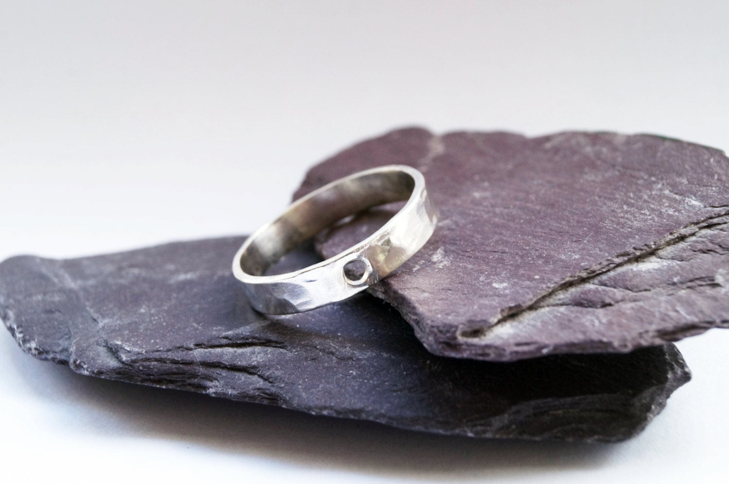 Recycled Silver Hollow Moon Statement Ring ~ celestial, band, dimpled, textured