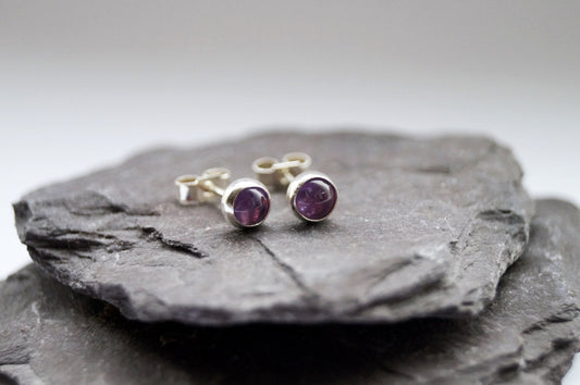 Amethyst Gemstone Sterling Silver Earrings ~ earrings, silver, birthdays, friendship, birthstone, amethyst, gemstone earrings, studs