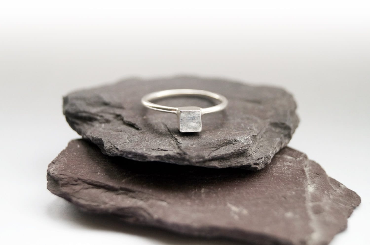 Recycled Sterling Silver Little Cube Ring ~ stacking ring, statement ring, geometry, modern