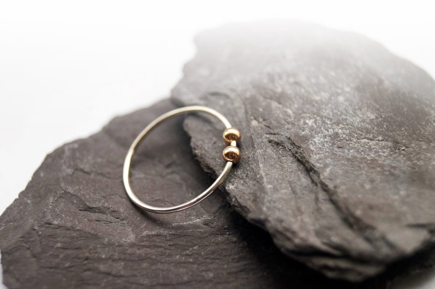 Fidget Ring Gold Filled Smooth Beads Sterling Silver ~ stackable, worry ring, spinner ring, anxiety, ADHD