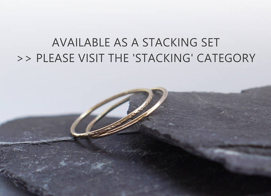 Solid Recycled 9ct Gold Smooth Skinny Stacking Ring ~ stacking ring, gold, pure gold, yellow gold, gold band, stackable, wedding