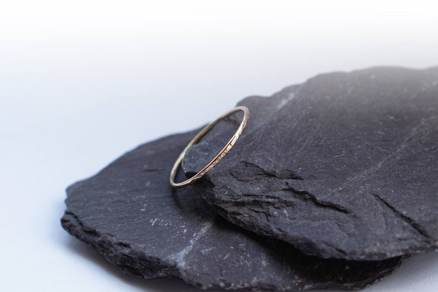 Recycled Solid 9ct Gold Hammered Skinny Stacking Ring ~ stacking ring, gold, pure gold, yellow gold, gold band, stackable, wedding