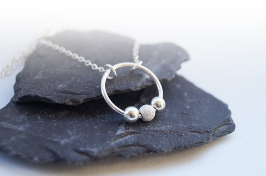 Fidget Ring The Sterling Silver Fidget Necklace ~ meditation necklace, spinner, worry, anxiety, beads, ADHD