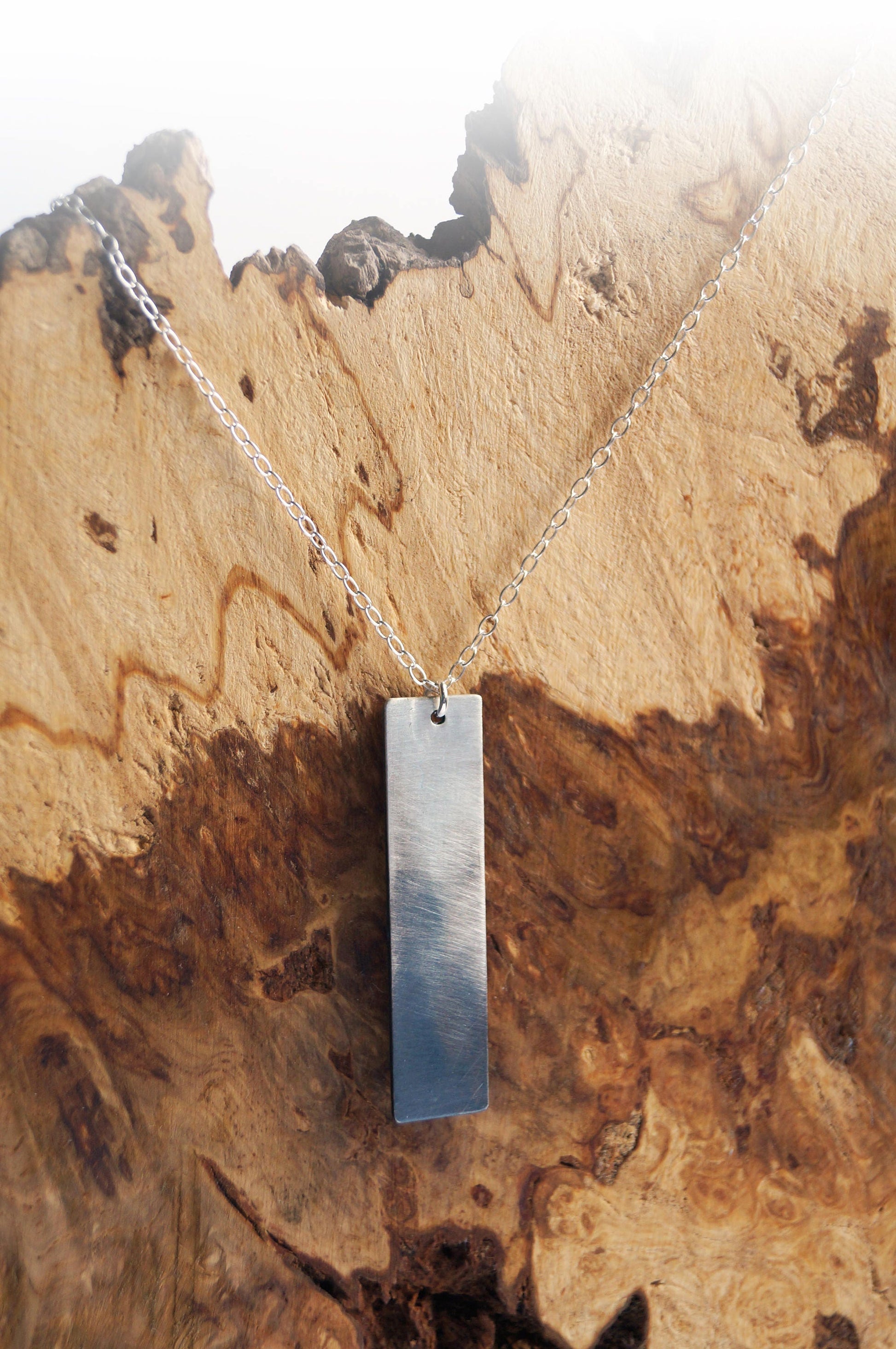 Ombre Sterling Silver Bar Necklace ~ modern, geometric, pendant, minimal, gift for her, silver bar, plaque, drop, recycled