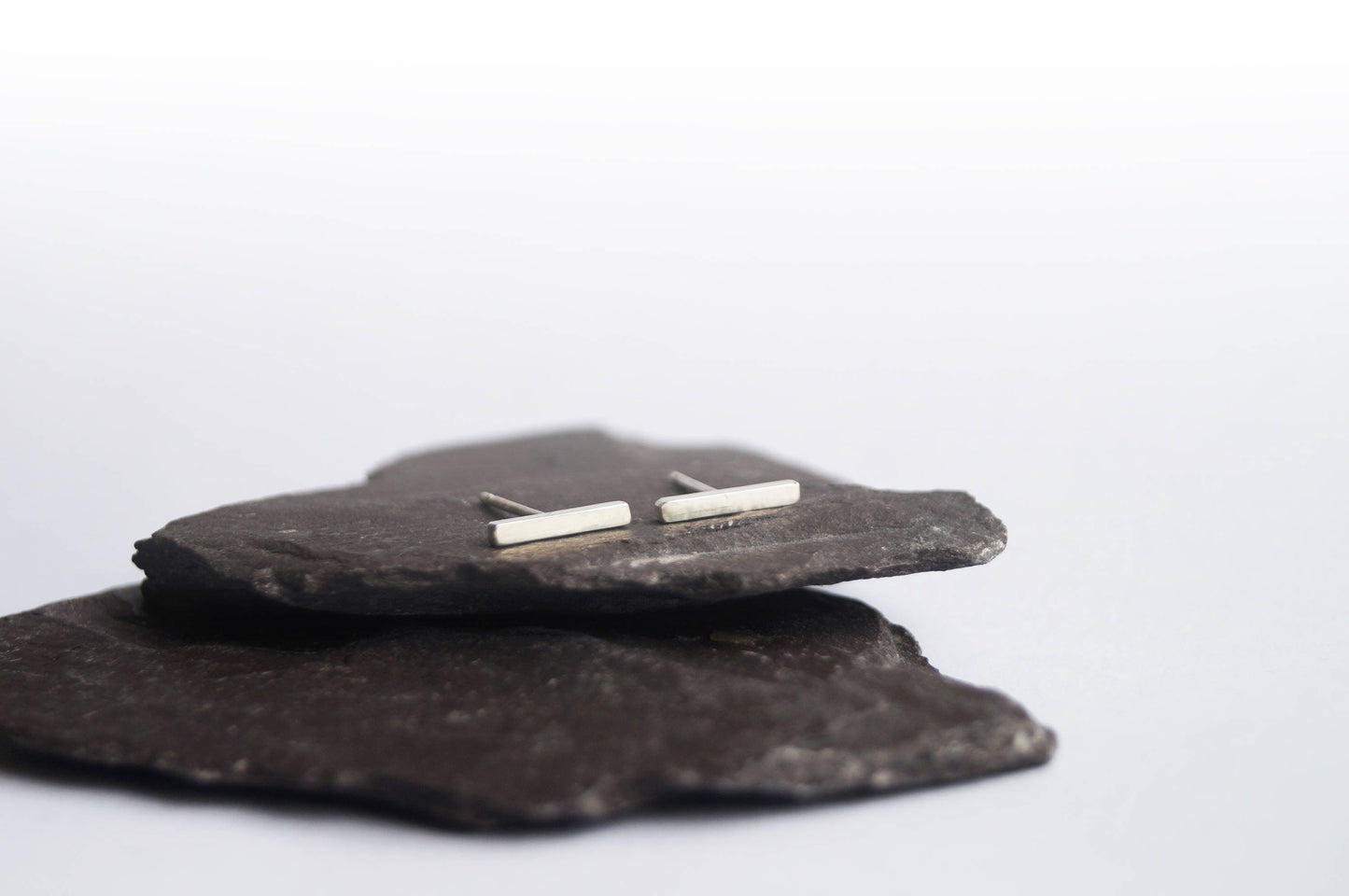 Sterling Silver Tiny Bar Earrings ~ studs, modern, minimal, geometric, bar, recycled