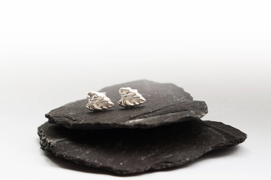 Little Leaf Silver Stud Earrings ~ leaves, minimal, recycled, nature