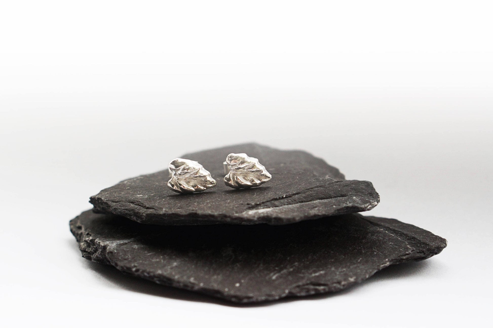 Little Leaf Silver Stud Earrings ~ leaves, minimal, recycled, nature