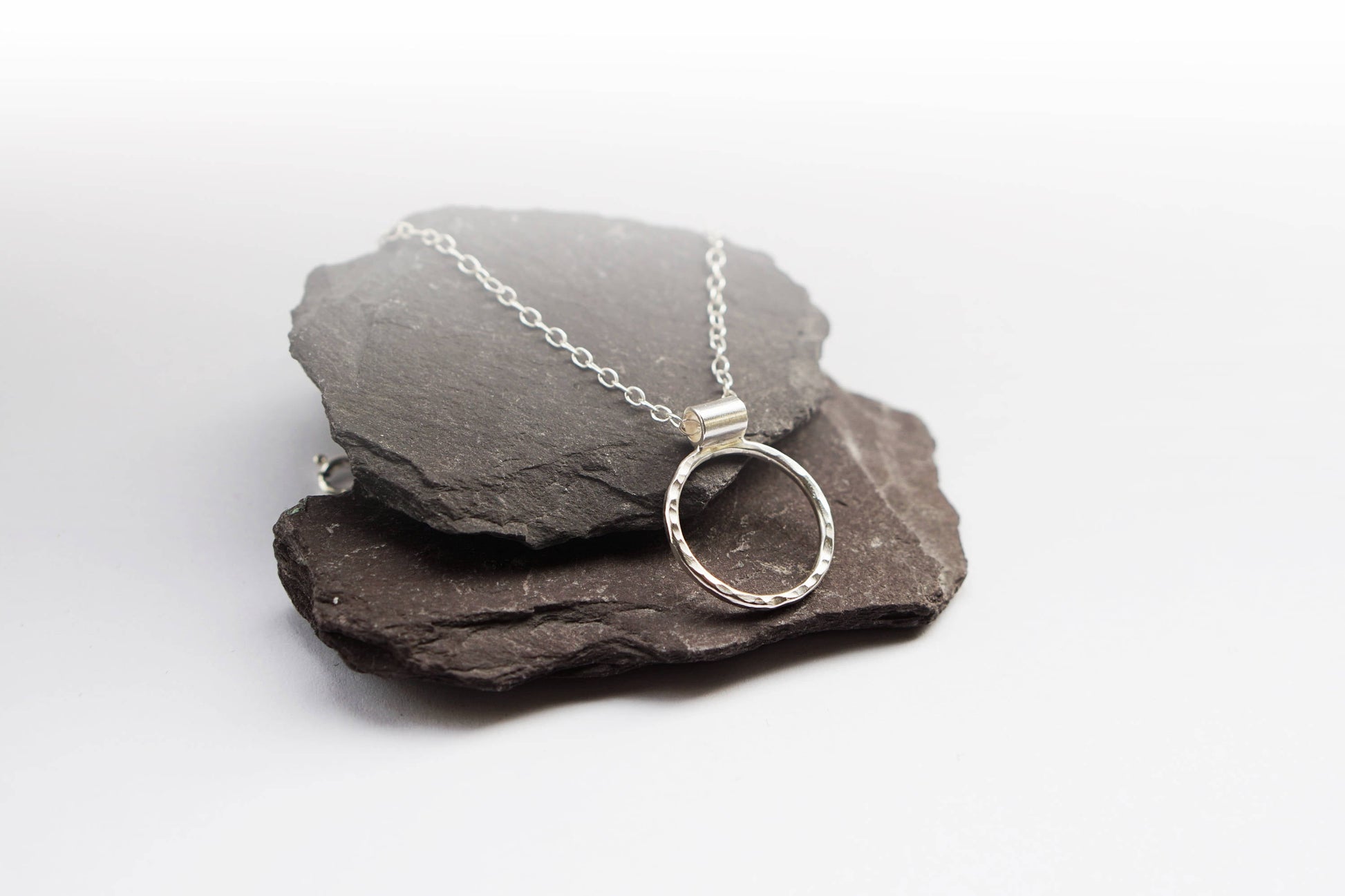 Bar + Circle Sterling Silver Necklace ~ minimal, modern, delicate, bridesmaid, wedding, pendant, choker, geometric, texture, gift, recycled