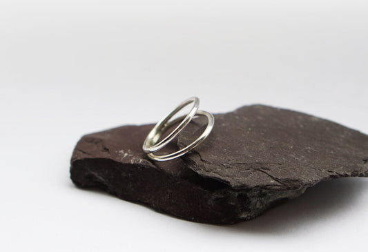 Recycled Sterling Silver Smooth Double Band Ring ~ statement ring, unisex ring, men's ring, modern, minimal, band, stacking, plain