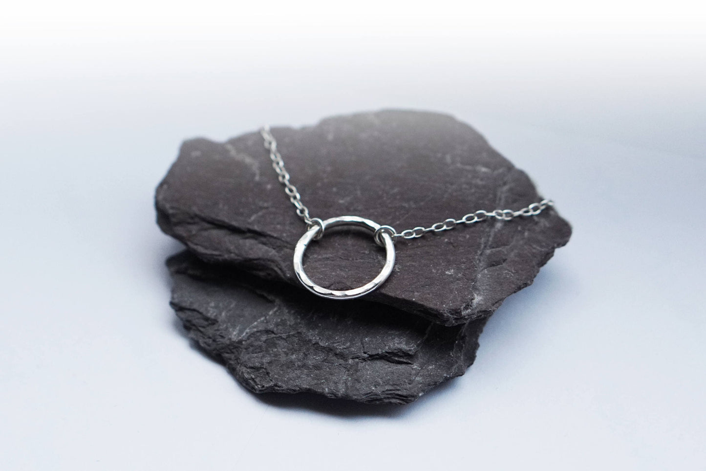 Small Circle Sterling Silver Necklace ~ minimal, modern, delicate, bridesmaid, wedding, pendant, choker, geometric, simple, recycled