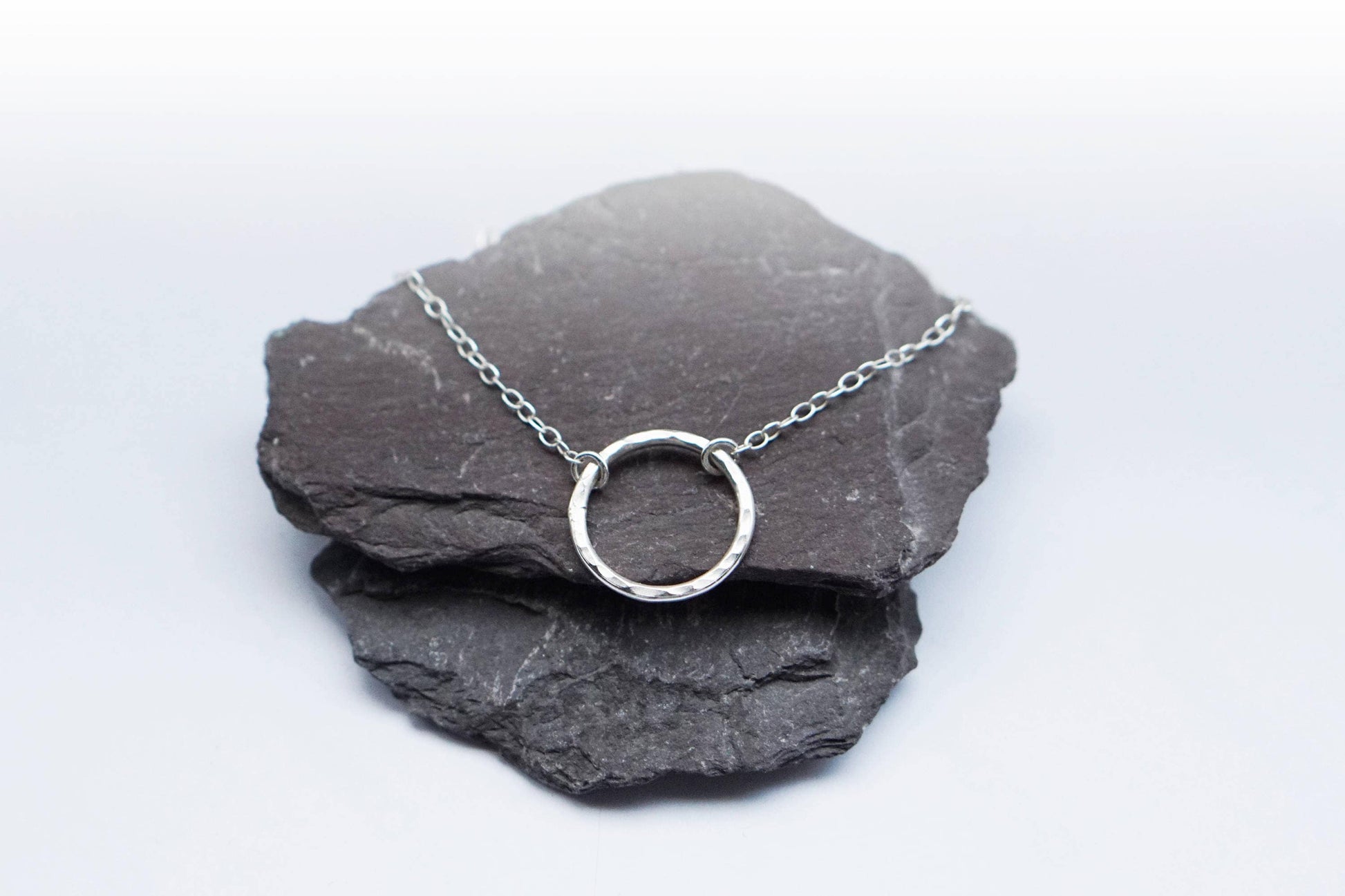 Small Circle Sterling Silver Necklace ~ minimal, modern, delicate, bridesmaid, wedding, pendant, choker, geometric, simple, recycled