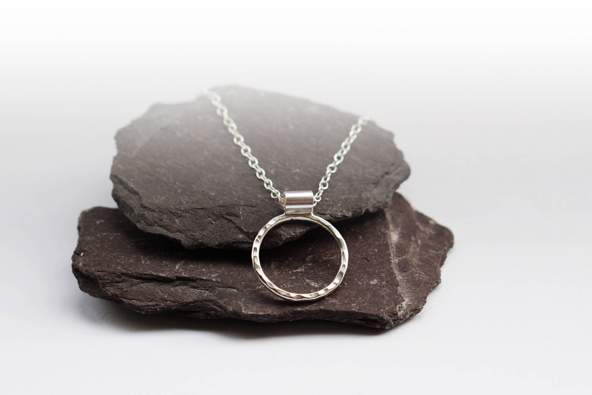 Bar + Circle Sterling Silver Necklace ~ minimal, modern, delicate, bridesmaid, wedding, pendant, choker, geometric, texture, gift, recycled