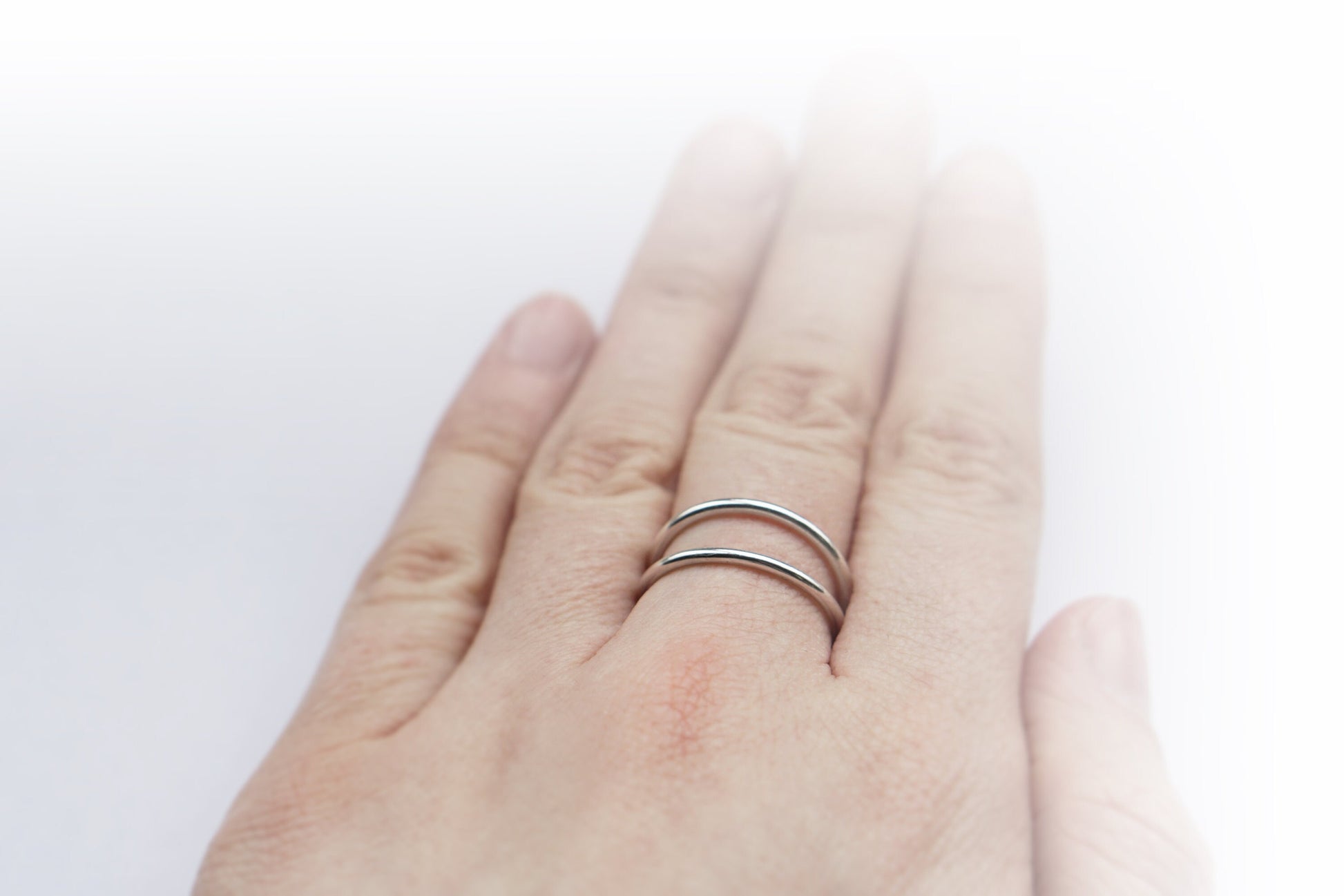 Recycled Sterling Silver Smooth Double Band Ring ~ statement ring, unisex ring, men's ring, modern, minimal, band, stacking, plain