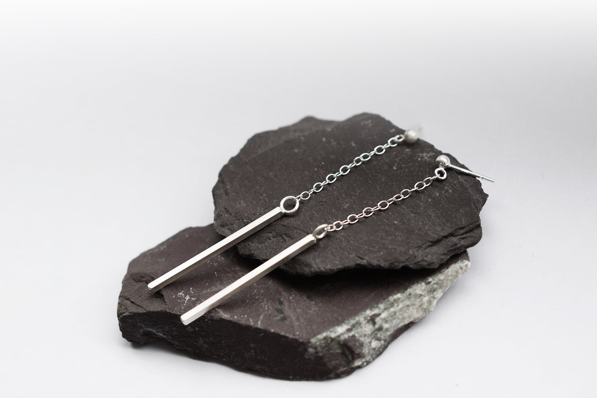 Bar Drop Sterling Silver Earrings ~ studs, minimal, dangle drop earrings, recycled