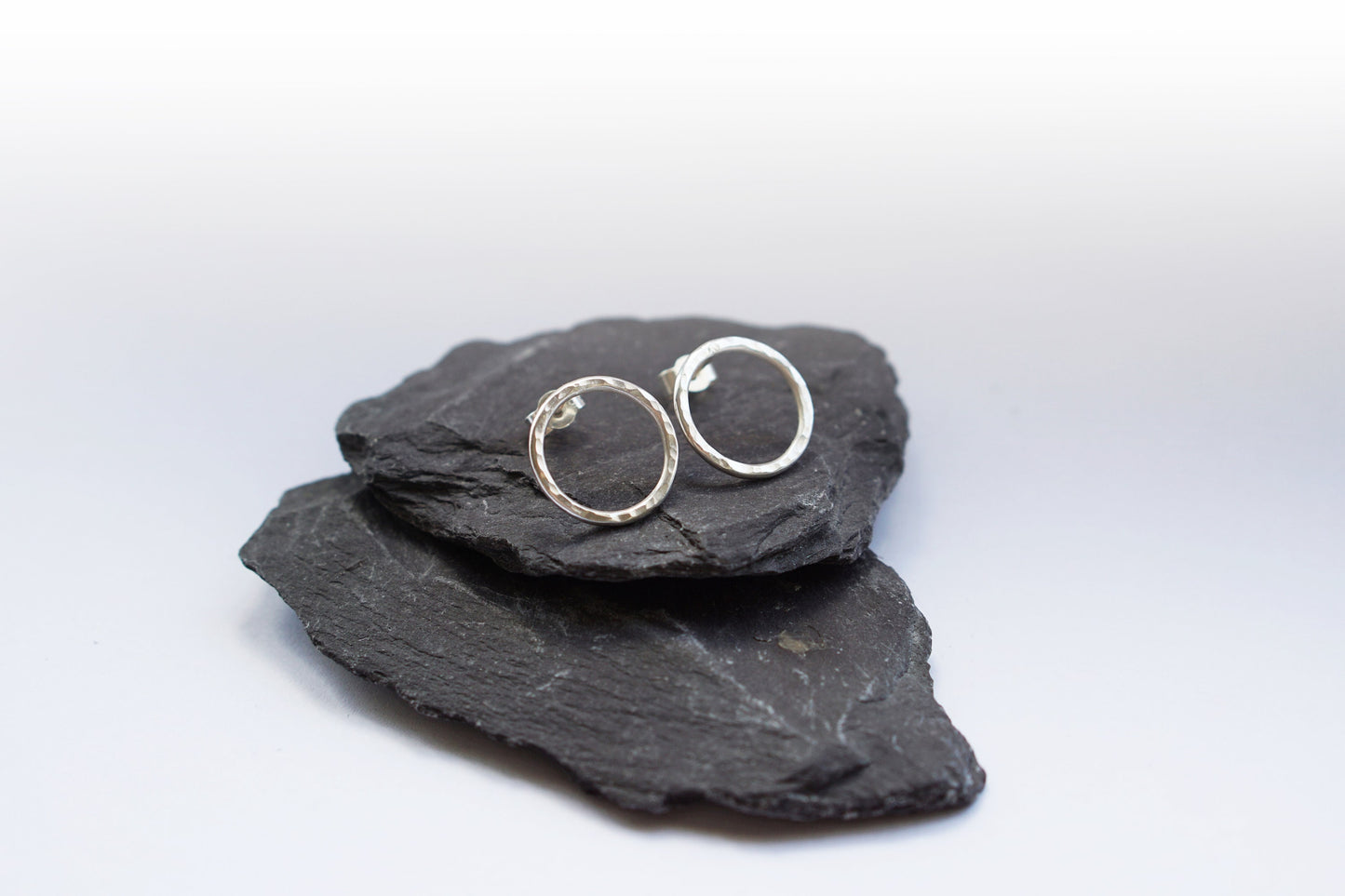 Hammered Circle Sterling Silver Studs ~ earrings, modern, minimal, geometric, dimpled, recycled