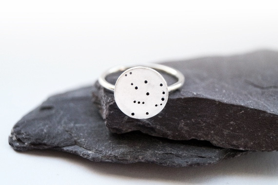 Personalised Constellation Sterling Silver Ring - statement ring, stars, astrology, astronomy, moon, , stamped, engraved, name