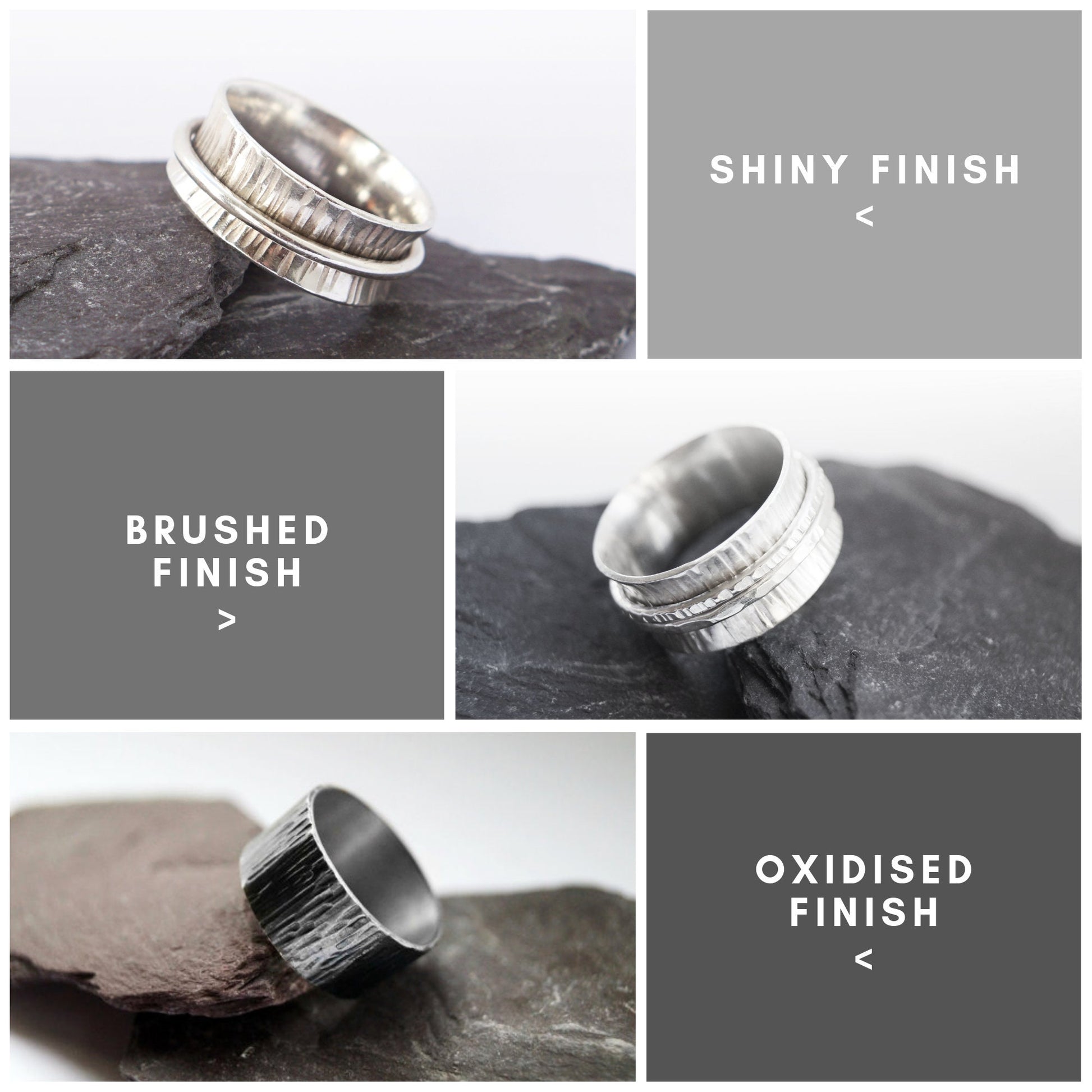 Fidget Ring Recycled Textured Sterling Silver Spinner Ring II ~ spinning ring, hammered, meditation ring, anxiety ring, ADHD