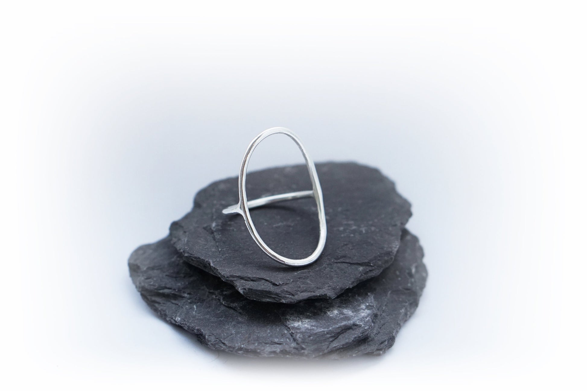 Recycled Sterling Silver Minimal Oval Ring ~ statement ring, unique, geometric, gift, modern, minimalist, circle