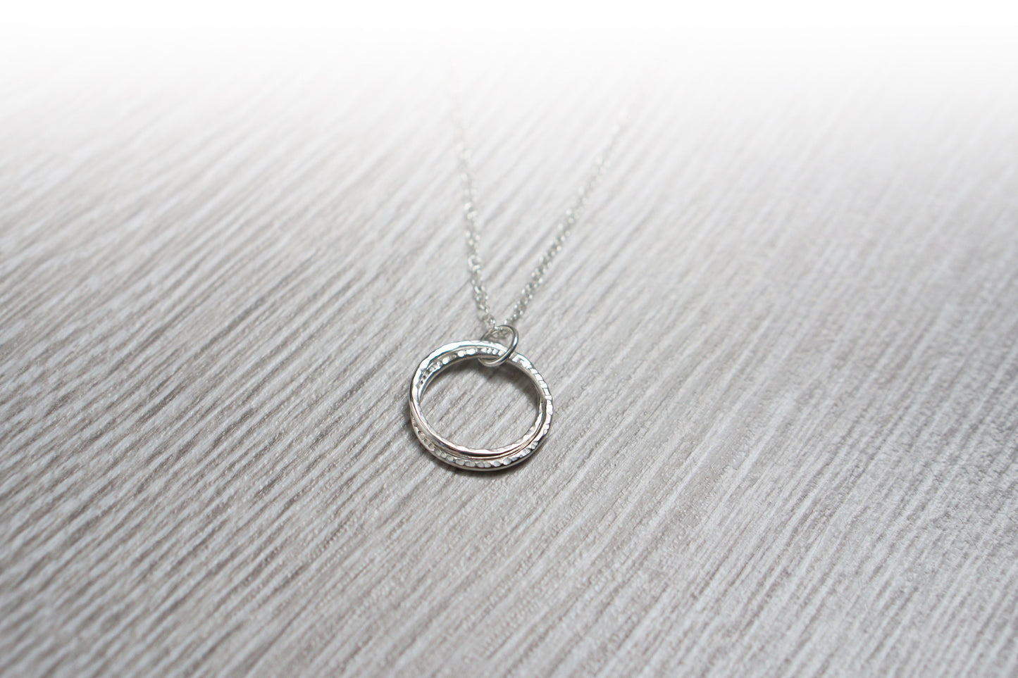 Double Interlocking Bands Recycled Sterling Silver Necklace ~ minimal, bridesmaid, wedding, rolling rings, fidget necklace