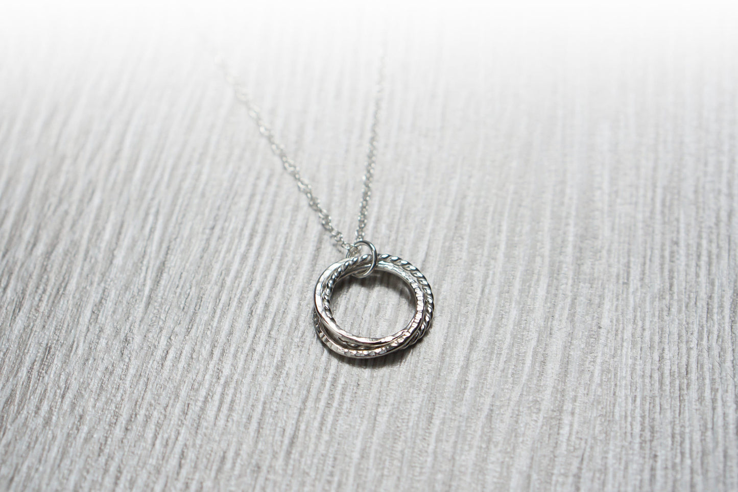 Triple Interlocking Bands Recycled Sterling Silver Necklace ~ minimal, bridesmaid, wedding, rolling rings, fidget necklace