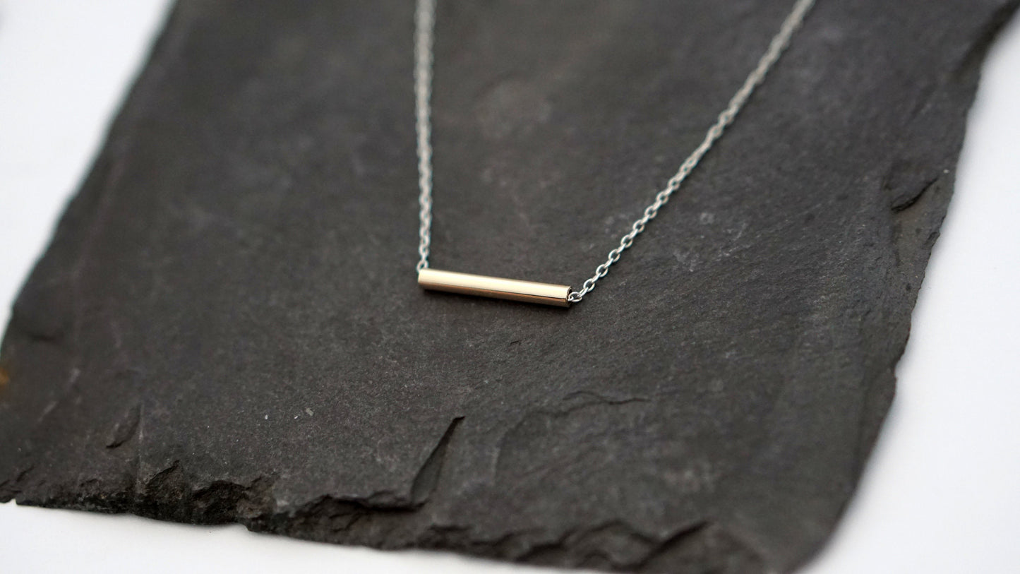 Solid Recycled 9ct Gold Bar Layering Necklace ~ modern, minimal, statement, stackable, layering, layer necklace, tube necklace