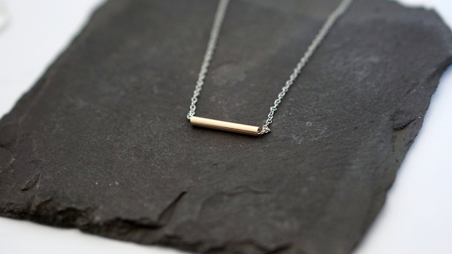 Solid Recycled 9ct Gold Bar Layering Necklace ~ modern, minimal, statement, stackable, layering, layer necklace, tube necklace