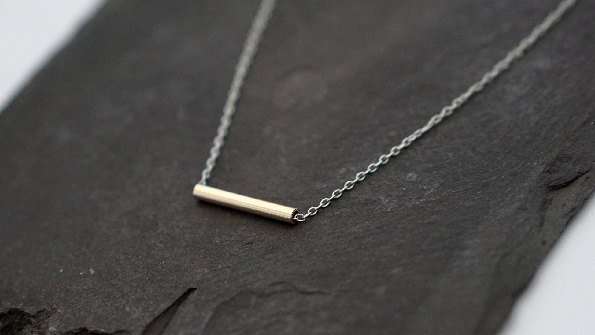 Solid Recycled 9ct Gold Bar Layering Necklace ~ modern, minimal, statement, stackable, layering, layer necklace, tube necklace