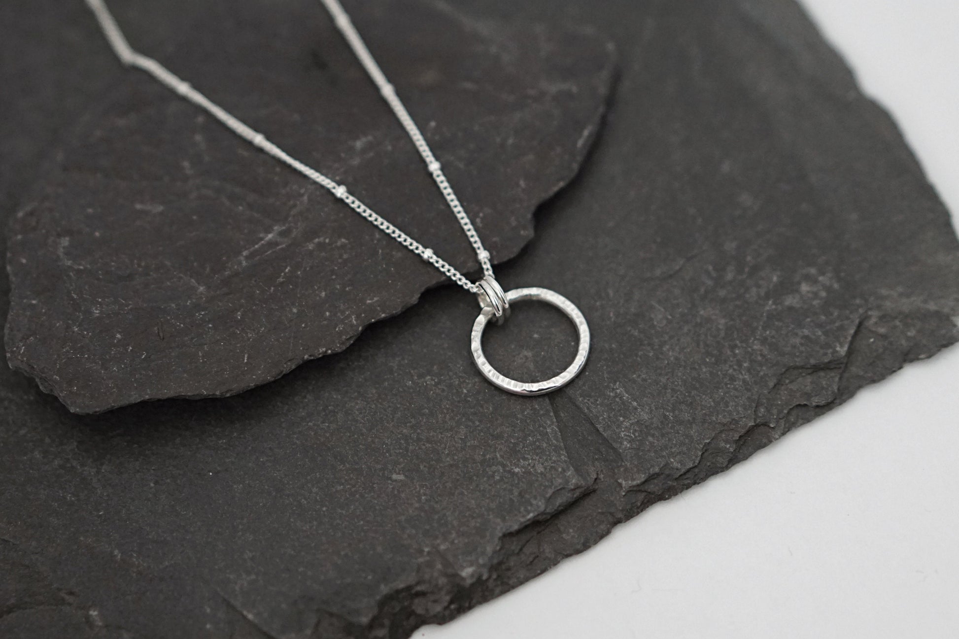 Mini Hammered Rings Sterling Silver Necklace ~ meditation necklace, spinner, worry, anxiety, spinning, recycled, minimal, layering, layered