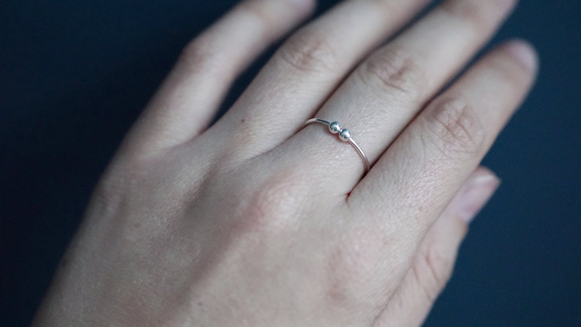 Fidget Ring Smooth Beads Sterling Silver ~ stackable, silver band, worry ring, spinner ring, anxiety, ADHD