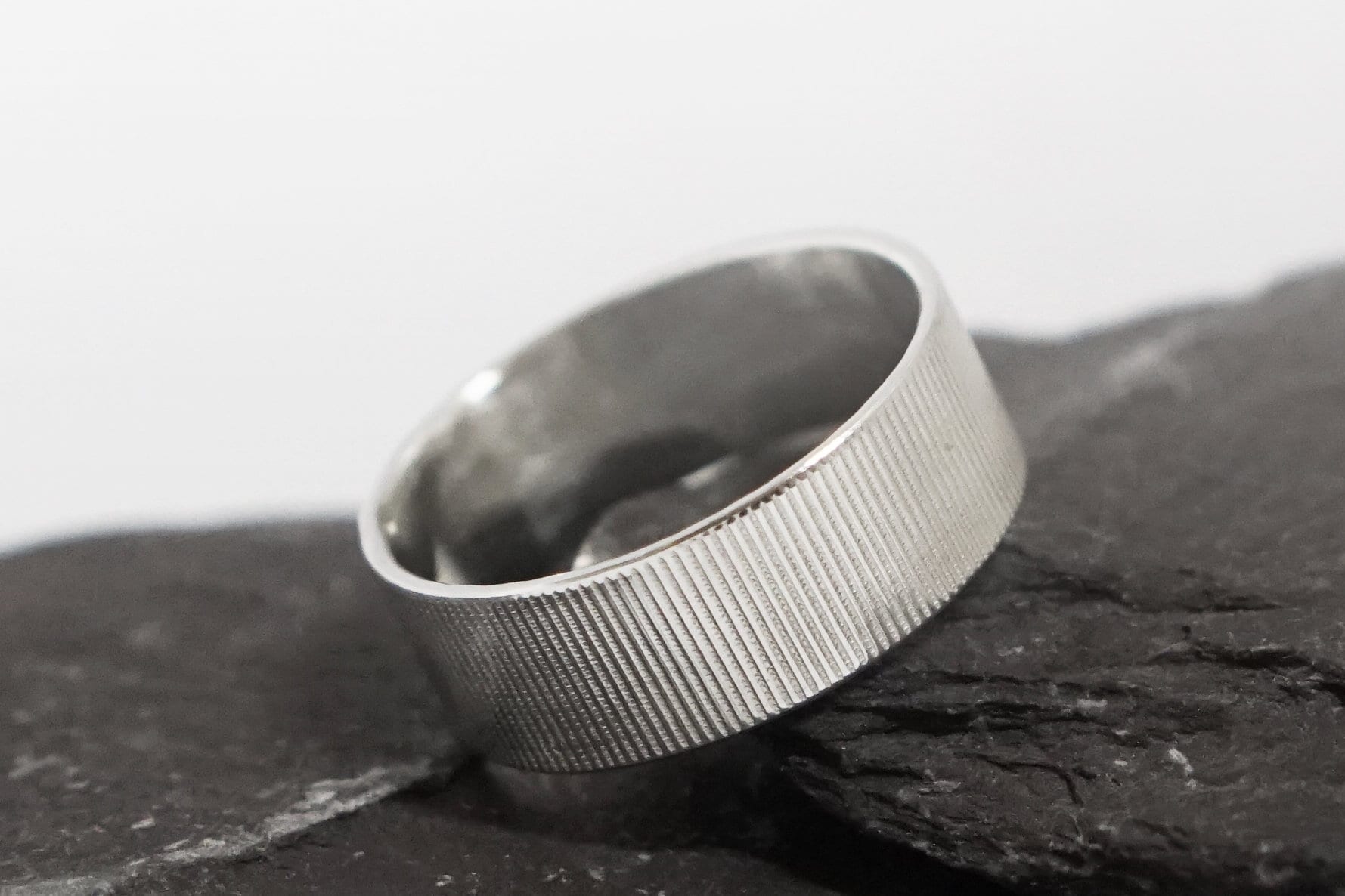 Vertical Lines Wide Recycled Sterling Silver Ring ~ statement, unisex, men's ring, oxidised, hammered, tree bark