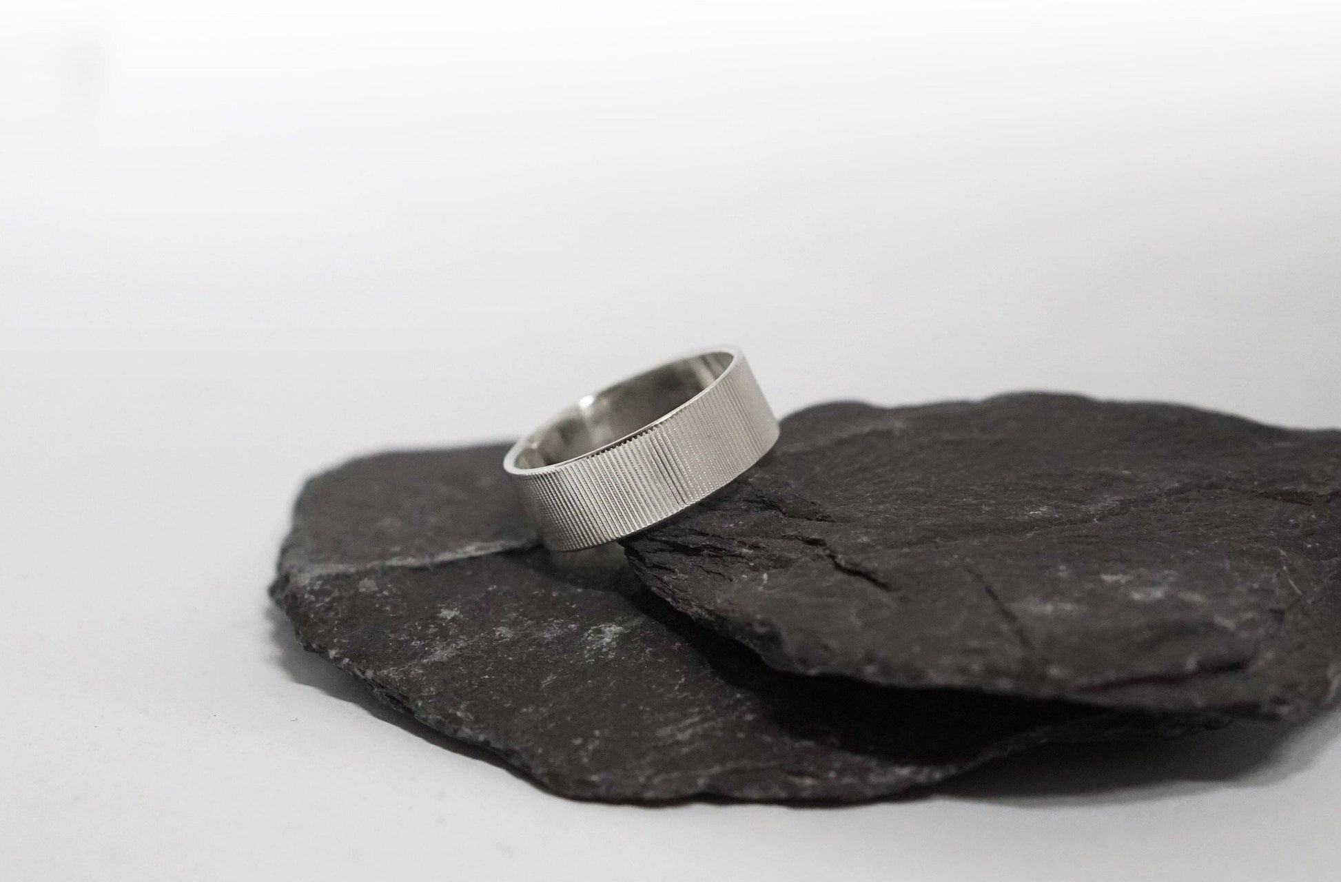 Vertical Lines Wide Recycled Sterling Silver Ring ~ statement, unisex, men's ring, oxidised, hammered, tree bark