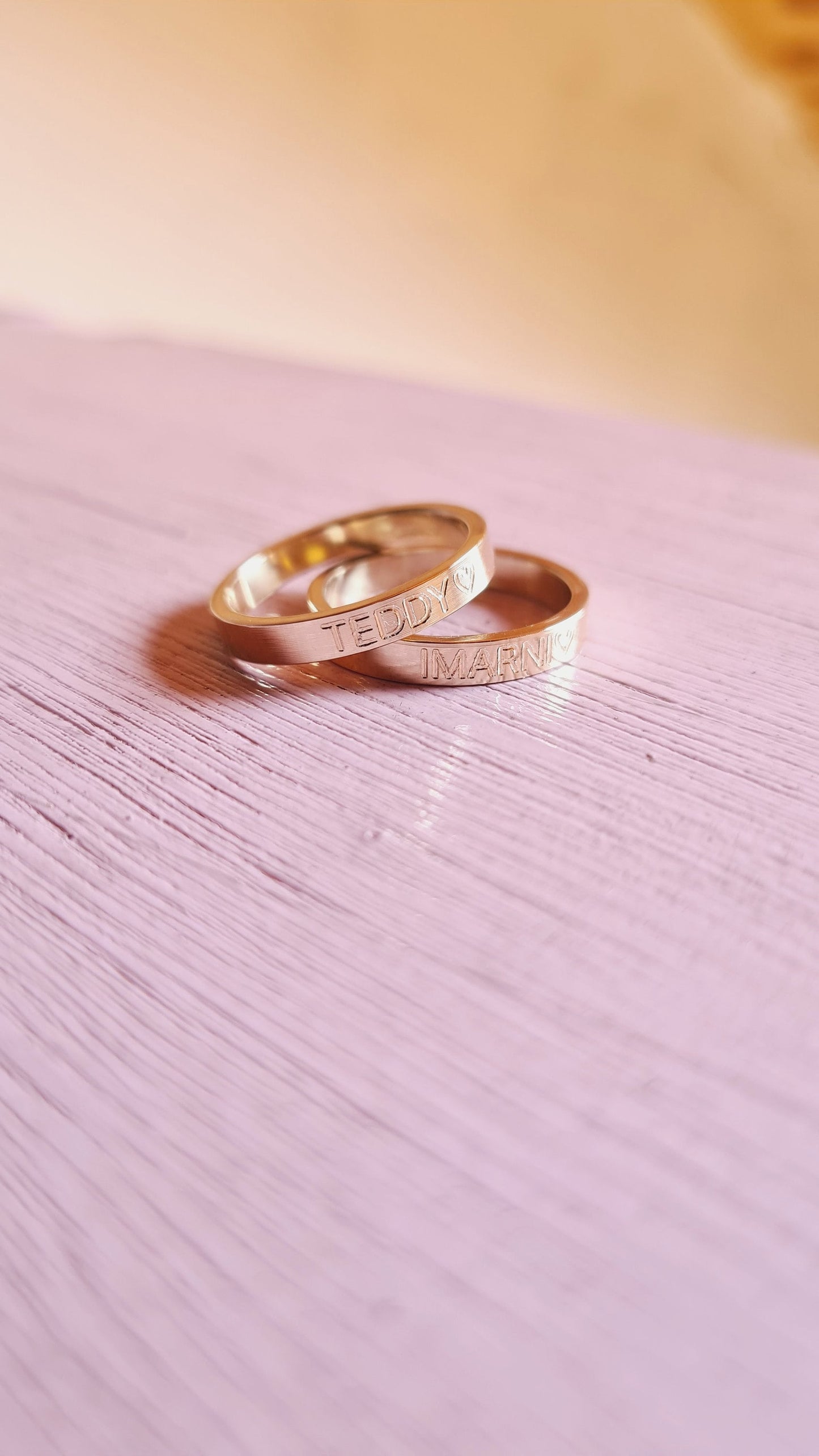 Recycled Solid 9ct Gold Personalised Engraved Ring Band ~ initials, coordinates, wedding, name ring