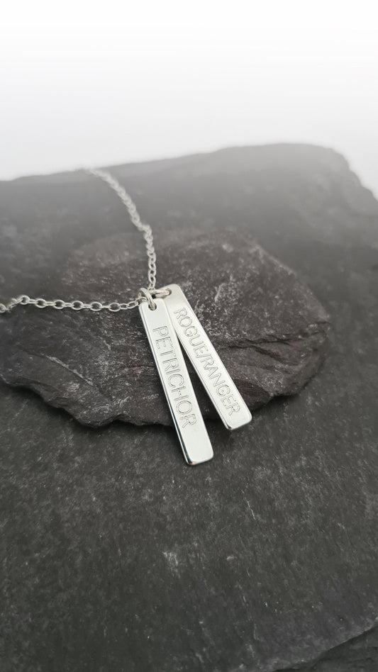 Character Class Sterling Silver Tags Necklace ~ gaming, tabletop, boardgame, dnd, d&d, ttrpg, rogue, wizard, cleric, sorcerer, bard, druid