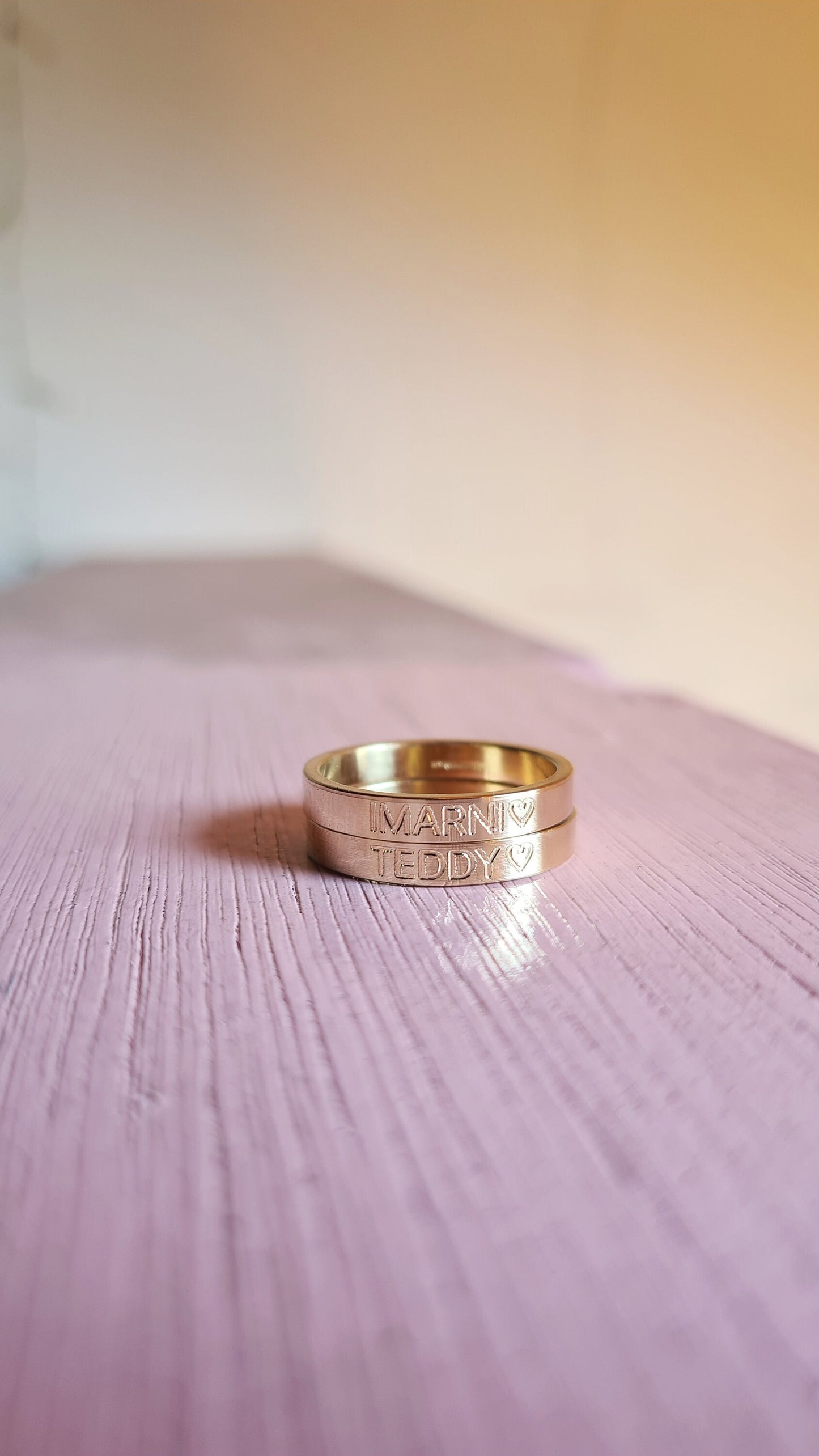 Recycled Solid 9ct Gold Personalised Engraved Ring Band ~ initials, coordinates, wedding, name ring