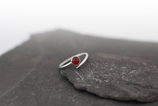 Adjustable Carnelian Dagger Wrap Recycled Sterling Silver Ring ~ statement ring, open, stackable, gemstone