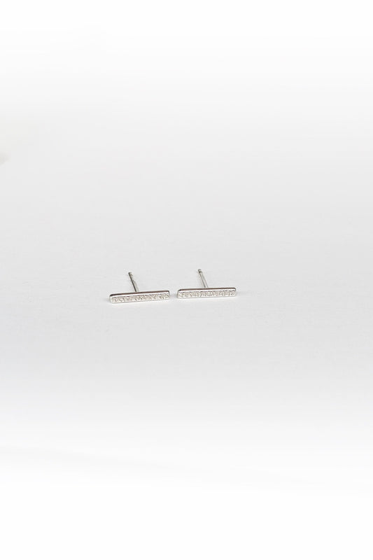 Sterling Silver Stardust Bar Earrings ~ studs, modern, minimalist, recycled silver, geometric