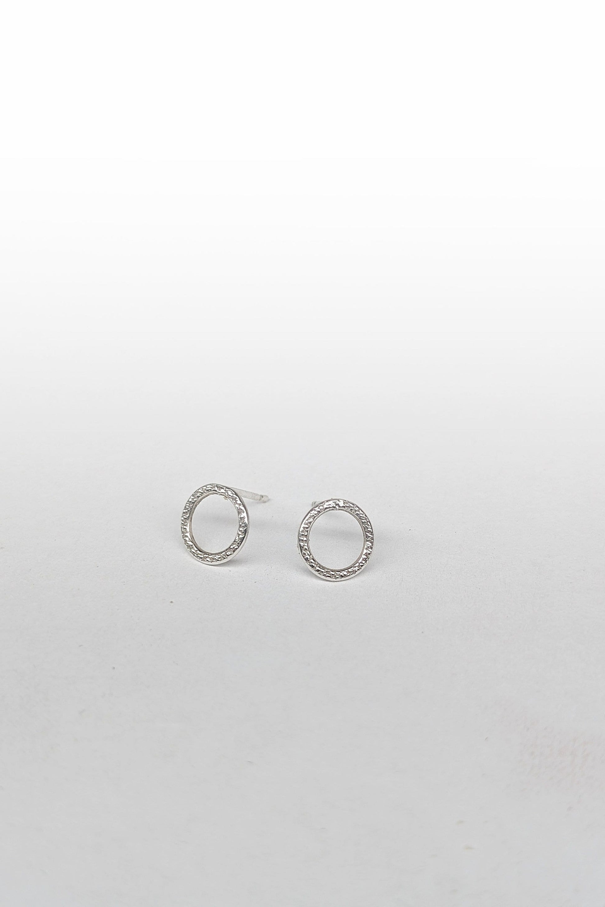 Sterling Silver Stardust Circle Earrings ~ studs, modern, minimalist, recycled silver, geometric