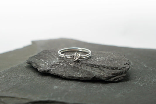 Fidget Ring Interlocking Skinny Stardust & Hammered Sterling Silver ~ spinning ring, hammered, meditation ring, anxiety ring, ADHD