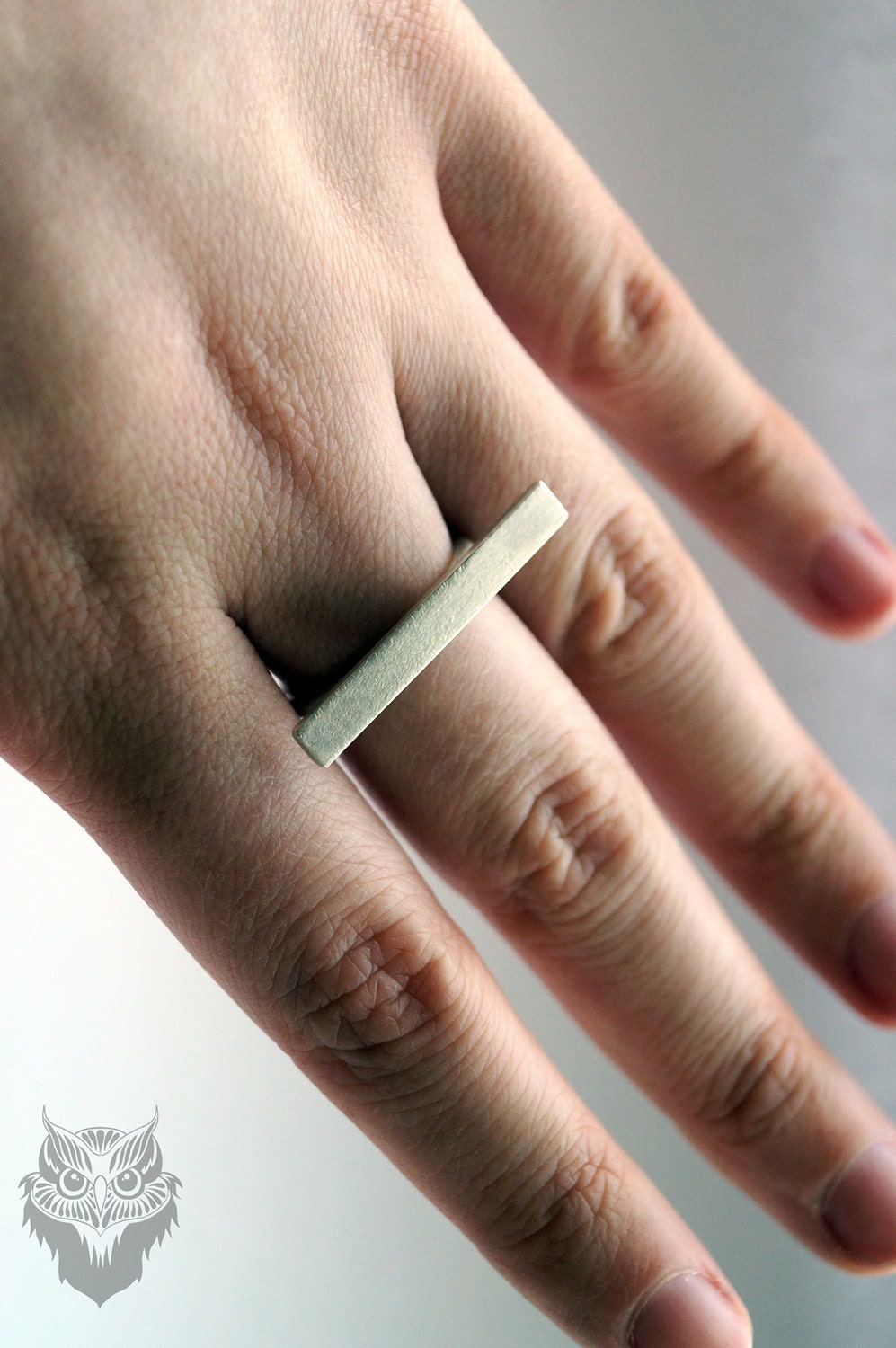 Recycled Sterling Silver Horizontal Bar Ring ~ statement ring, modern