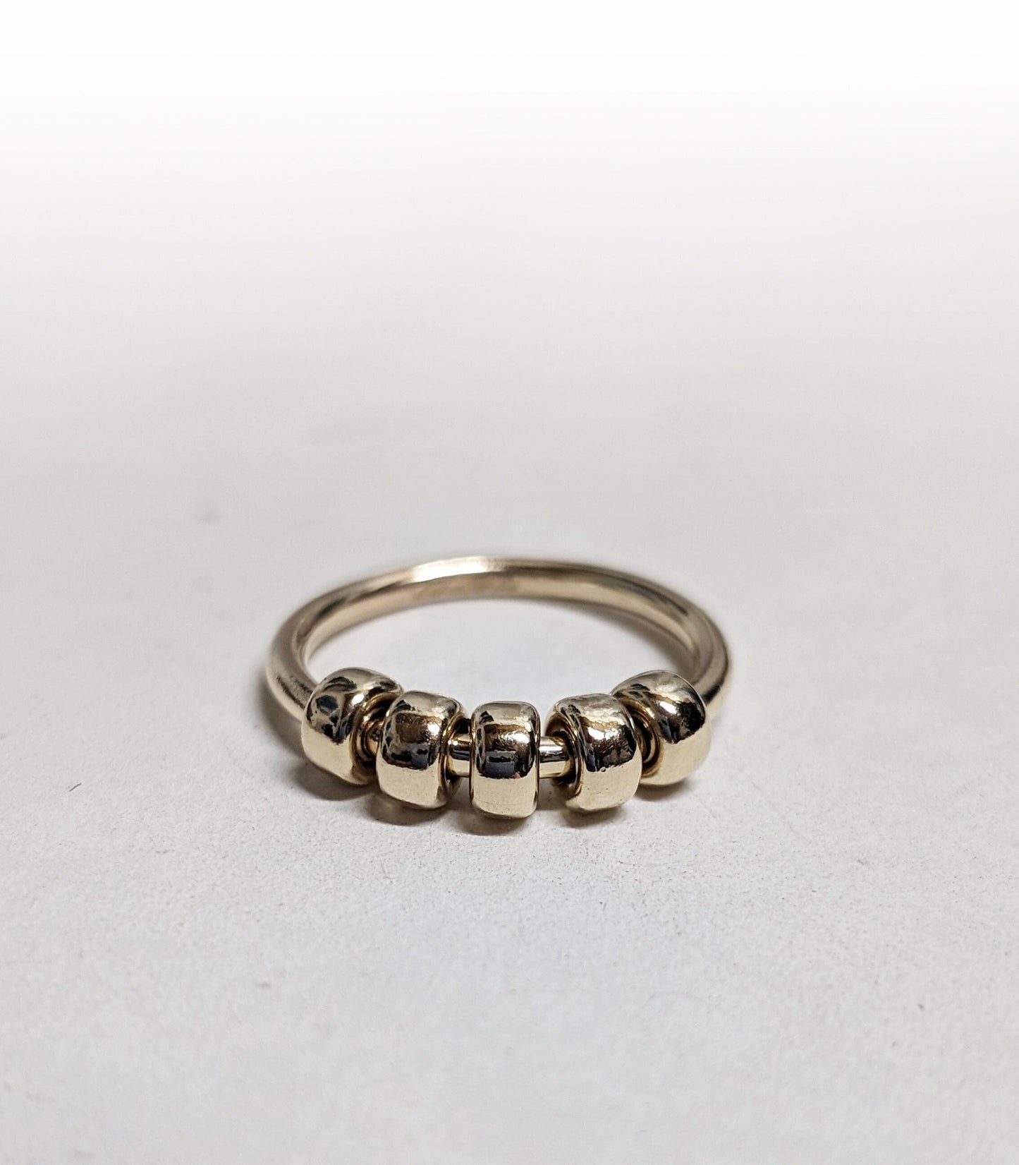 Chunky Fidget Ring Solid Recycled 9ct Gold Doughnut Beads ~ stackable, chunky ring, worry ring, spinner ring, anxiety, stress