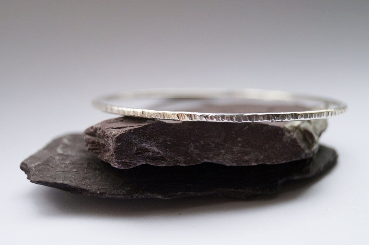 Recycled Sterling Silver Hammered Bangle ~ simple, modern, stacking, wedding, bridesmaids, textured