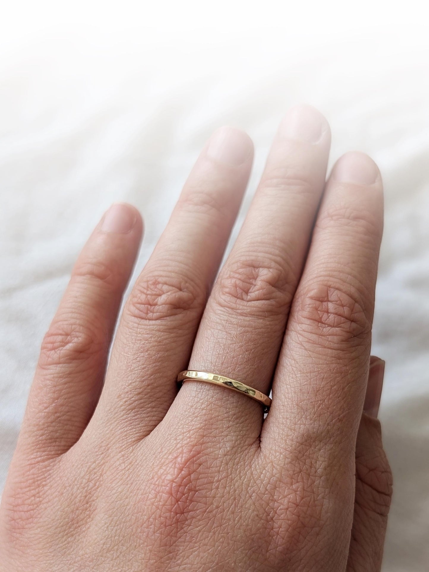 Solid Dimpled 9ct Recycled Gold Band Ring ~ stacking ring, textured, stackable, gold, wedding, engagement, hammered