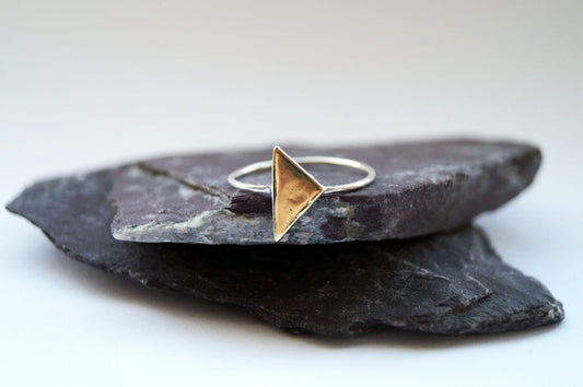 Skinny Triangle Sterling Silver Ring ~ stacking ring, triangle, geometry, brass, recycled