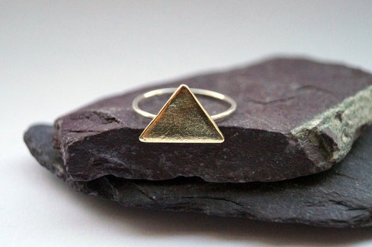 Skinny Big Triangle Sterling Silver Ring ~ stacking ring, triangle, geometry, brass, recycled