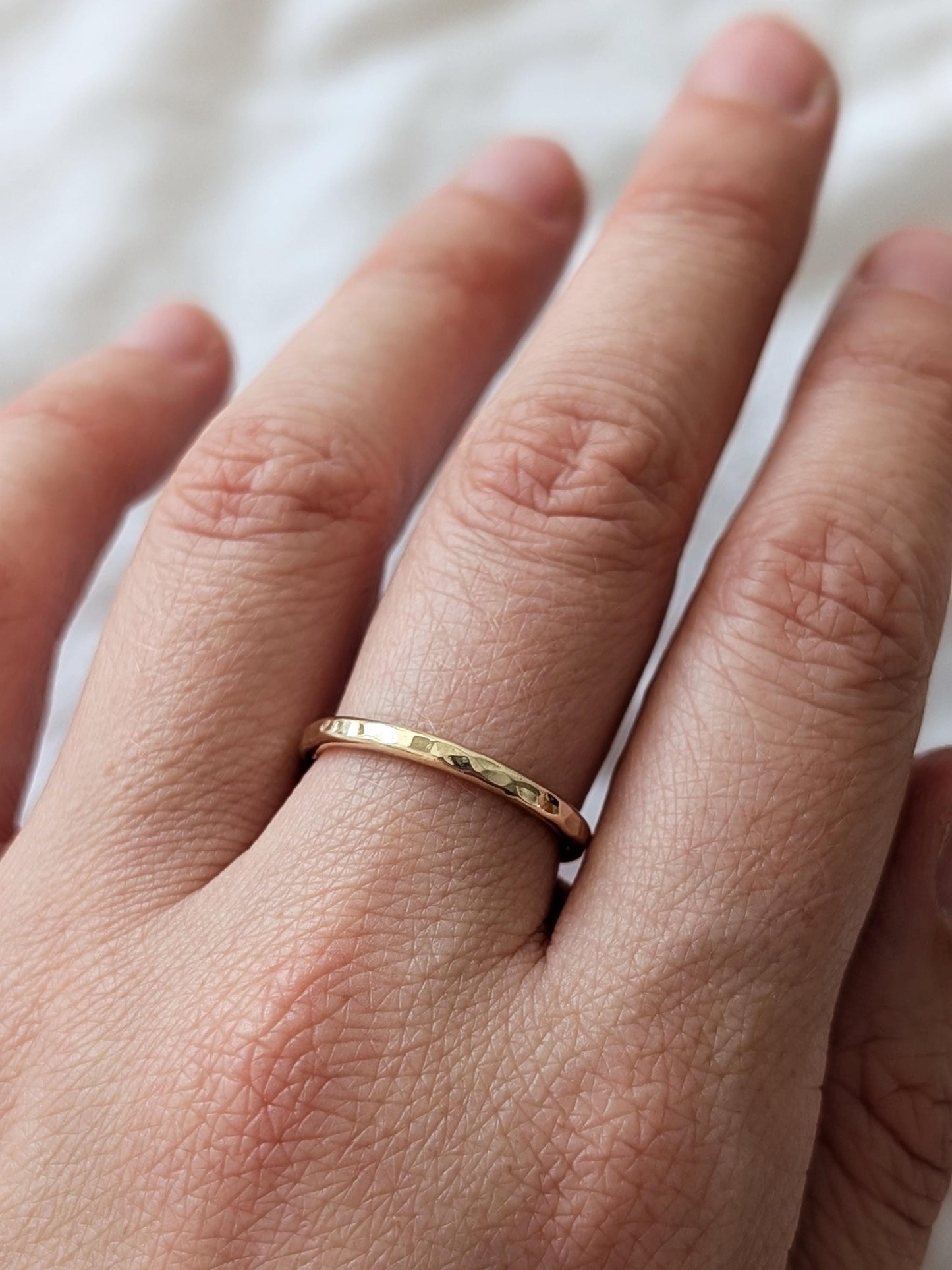 Solid Dimpled 9ct Recycled Gold Band Ring ~ stacking ring, textured, stackable, gold, wedding, engagement, hammered