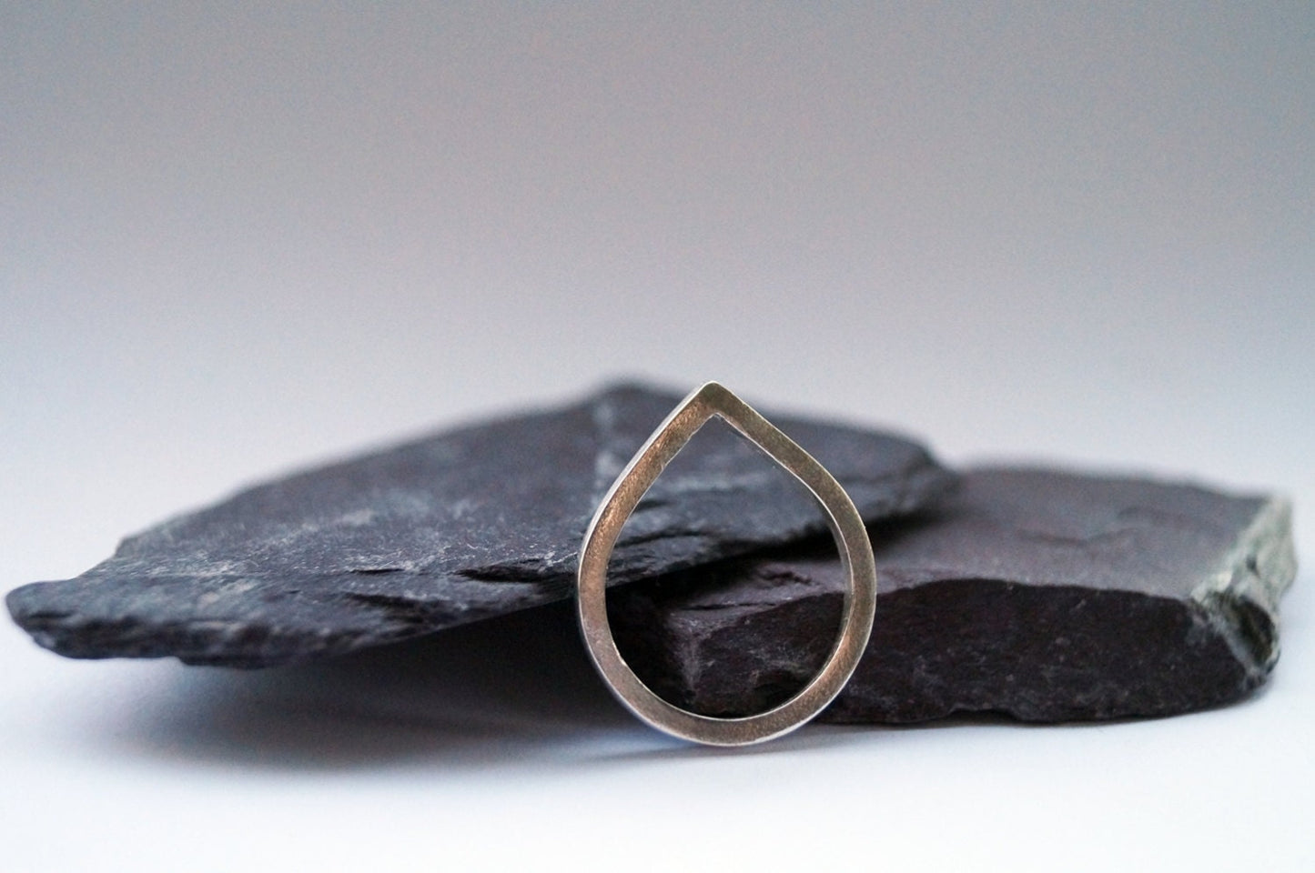 Recycled Sterling Silver Teardrop Ring ~ statement ring, geometry, shapes, unique