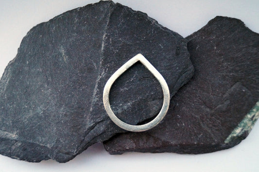 Recycled Sterling Silver Teardrop Ring ~ statement ring, geometry, shapes, unique